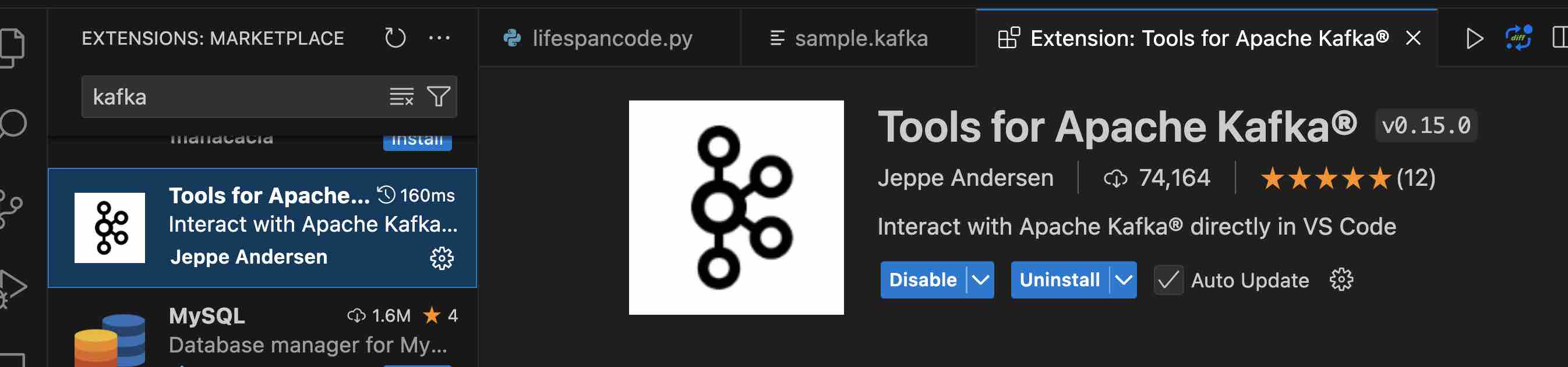 vscode extension tools for apache kafka